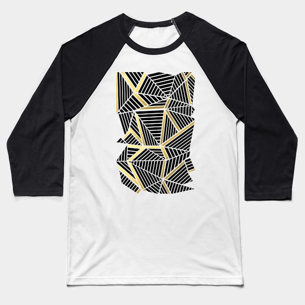 Ab Lines 2 Gold and Black Baseball T-Shirt by ProjectM